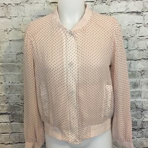 Club Monaco Bomber Jacket Pink Black Polka Dots M